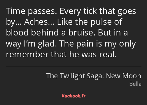 Time passes. Every tick that goes by… Aches… Like the pulse of blood behind a bruise. But in a way…