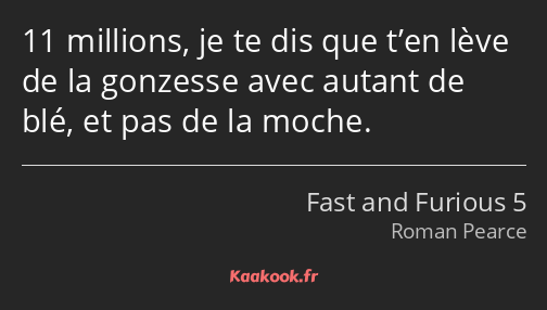 11 millions, je te dis que t’en lève de la gonzesse avec autant de blé, et pas de la moche.