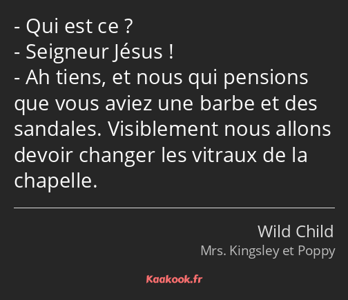 Qui est ce ? Seigneur Jésus ! Ah tiens, et nous qui pensions que vous aviez une barbe et des…