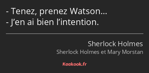 Tenez, prenez Watson… J’en ai bien l’intention.