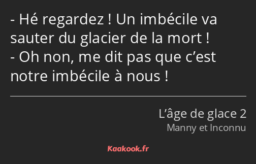 Hé regardez ! Un imbécile va sauter du glacier de la mort ! Oh non, me dit pas que c’est notre…