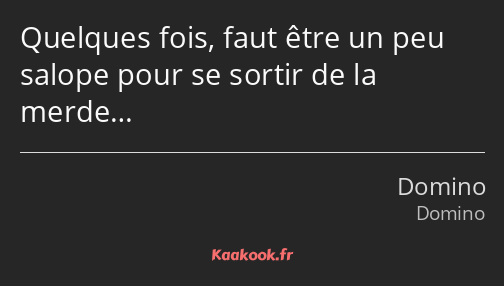 Quelques fois, faut être un peu salope pour se sortir de la merde…