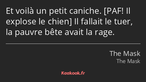 Et voilà un petit caniche. Il fallait le tuer, la pauvre bête avait la rage.