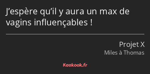 J’espère qu’il y aura un max de vagins influençables !