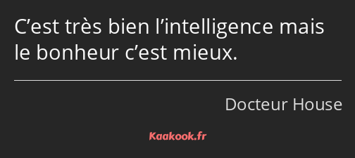 C’est très bien l’intelligence mais le bonheur c’est mieux.