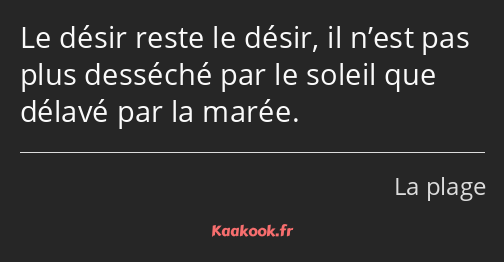 Le désir reste le désir, il n’est pas plus desséché par le soleil que délavé par la marée.