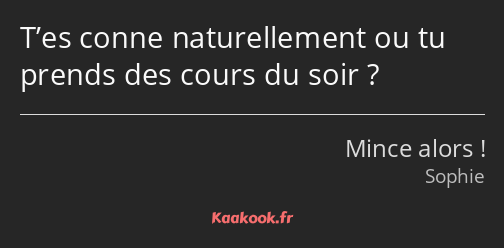 T’es conne naturellement ou tu prends des cours du soir ?