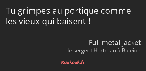 Tu grimpes au portique comme les vieux qui baisent !