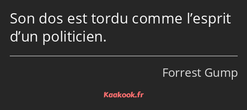 Son dos est tordu comme l’esprit d’un politicien.