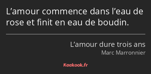 L’amour commence dans l’eau de rose et finit en eau de boudin.