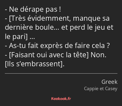 Ne dérape pas ! … As-tu fait exprès de faire cela ? Non. .