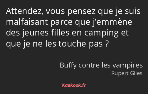 Attendez, vous pensez que je suis malfaisant parce que j’emmène des jeunes filles en camping et que…