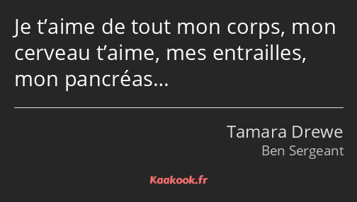 Je t’aime de tout mon corps, mon cerveau t’aime, mes entrailles, mon pancréas…