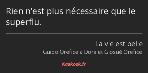 Rien n’est plus nécessaire que le superflu.