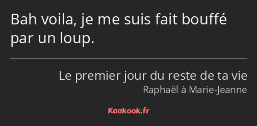 Bah voila, je me suis fait bouffé par un loup.