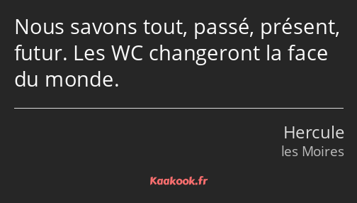 Nous savons tout, passé, présent, futur. Les WC changeront la face du monde.