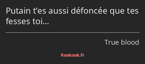 Putain t’es aussi défoncée que tes fesses toi…