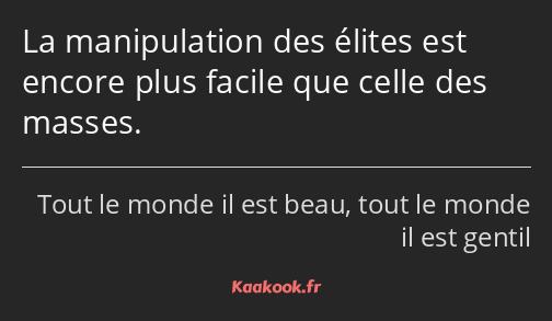 La manipulation des élites est encore plus facile que celle des masses.