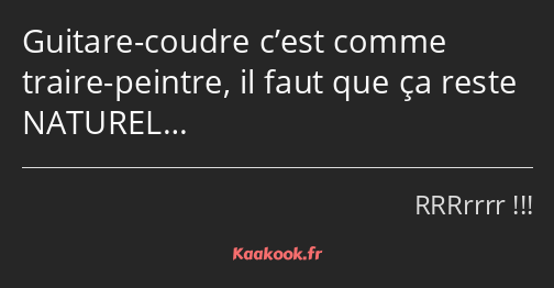 Guitare-coudre c’est comme traire-peintre, il faut que ça reste NATUREL…