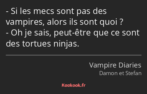 Si les mecs sont pas des vampires, alors ils sont quoi ? Oh je sais, peut-être que ce sont des…