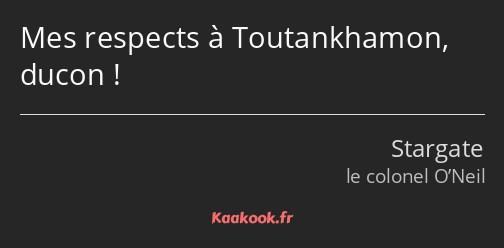 Mes respects à Toutankhamon, ducon !