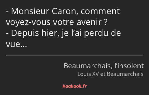 Monsieur Caron, comment voyez-vous votre avenir ? Depuis hier, je l’ai perdu de vue…