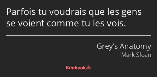 Parfois tu voudrais que les gens se voient comme tu les vois.