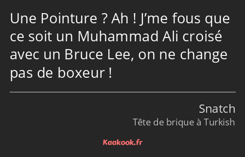 Une Pointure ? Ah ! J’me fous que ce soit un Muhammad Ali croisé avec un Bruce Lee, on ne change…