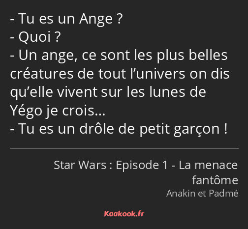 Tu es un Ange ? Quoi ? Un ange, ce sont les plus belles créatures de tout l’univers on dis qu’elle…