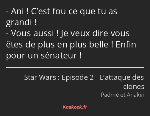 Ani ! C’est fou ce que tu as grandi ! Vous aussi ! Je veux dire vous êtes de plus en plus belle…