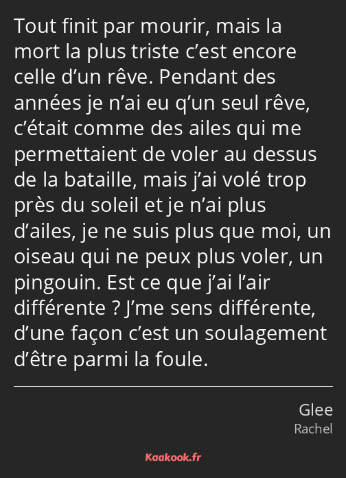 Tout finit par mourir, mais la mort la plus triste c’est encore celle d’un rêve. Pendant des années…