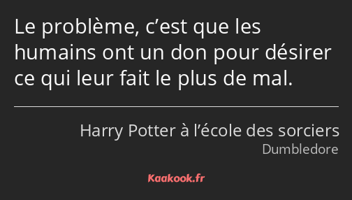 Le problème, c’est que les humains ont un don pour désirer ce qui leur fait le plus de mal.