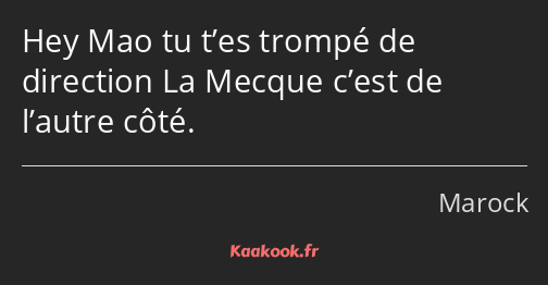 Hey Mao tu t’es trompé de direction La Mecque c’est de l’autre côté.