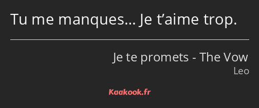 Tu me manques… Je t’aime trop.
