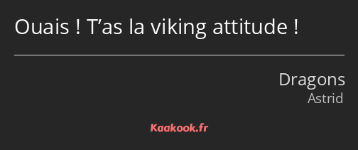 Ouais ! T’as la viking attitude !