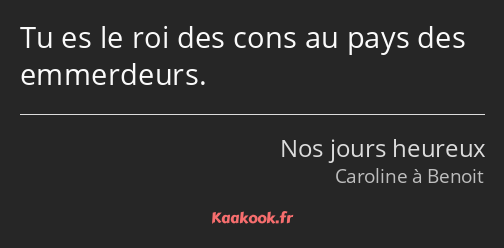 Tu es le roi des cons au pays des emmerdeurs.