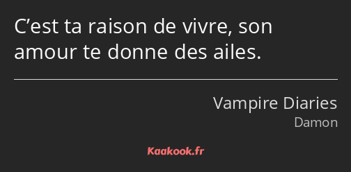 C’est ta raison de vivre, son amour te donne des ailes.