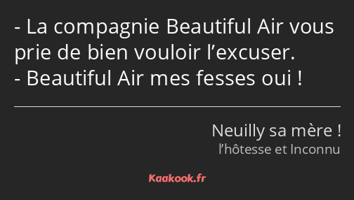 La compagnie Beautiful Air vous prie de bien vouloir l’excuser. Beautiful Air mes fesses oui !