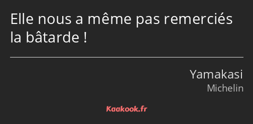 Elle nous a même pas remerciés la bâtarde !