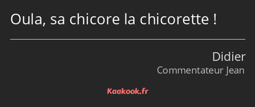 Oula, sa chicore la chicorette !