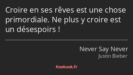 Croire en ses rêves est une chose primordiale. Ne plus y croire est un désespoirs !