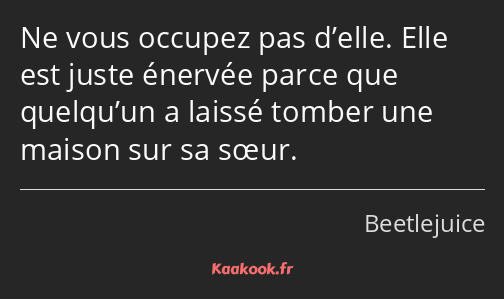 Ne vous occupez pas d’elle. Elle est juste énervée parce que quelqu’un a laissé tomber une maison…