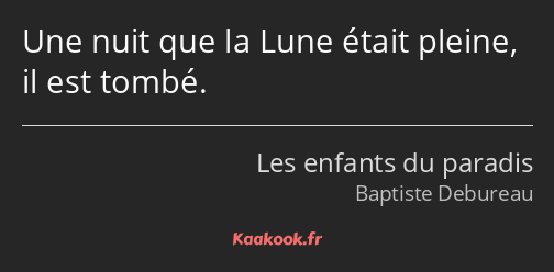 Une nuit que la Lune était pleine, il est tombé.