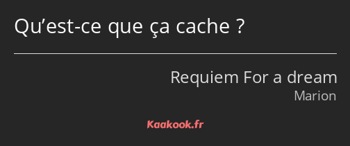 Qu’est-ce que ça cache ?