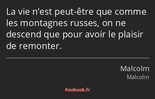 La vie n’est peut-être que comme les montagnes russes, on ne descend que pour avoir le plaisir de…