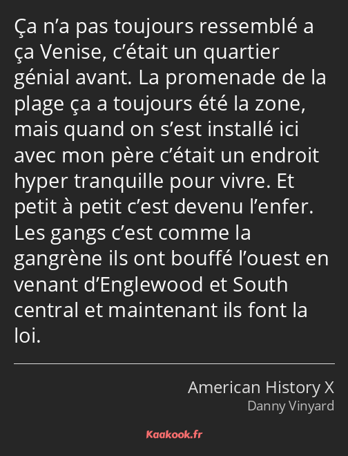 Ça n’a pas toujours ressemblé a ça Venise, c’était un quartier génial avant. La promenade de la…