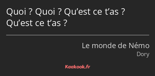 Quoi ? Quoi ? Qu’est ce t’as ? Qu’est ce t’as ?