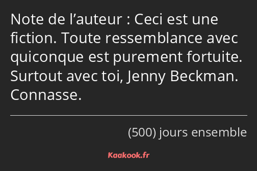 Note de l’auteur : Ceci est une fiction. Toute ressemblance avec quiconque est purement fortuite…