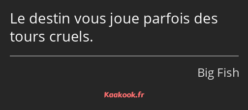 Le destin vous joue parfois des tours cruels.