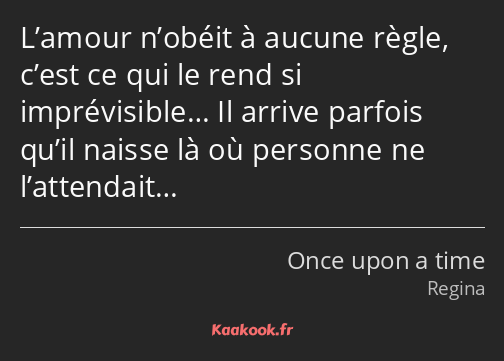 L’amour n’obéit à aucune règle, c’est ce qui le rend si imprévisible… Il arrive parfois qu’il…